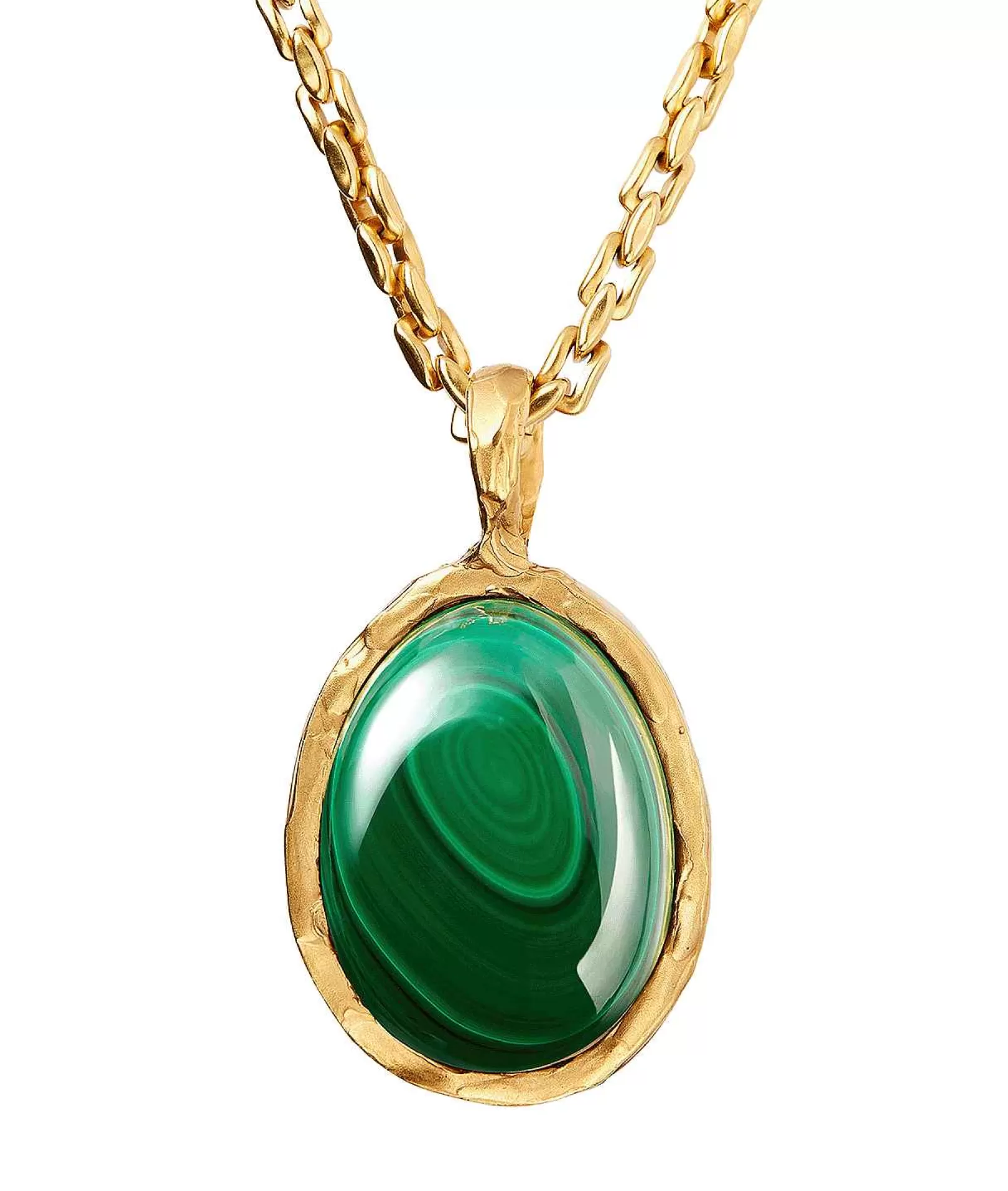 Alighieri Collane | Il Girocollo In Malachite Sablier Of The Mountain Placcato Oro 24Kt