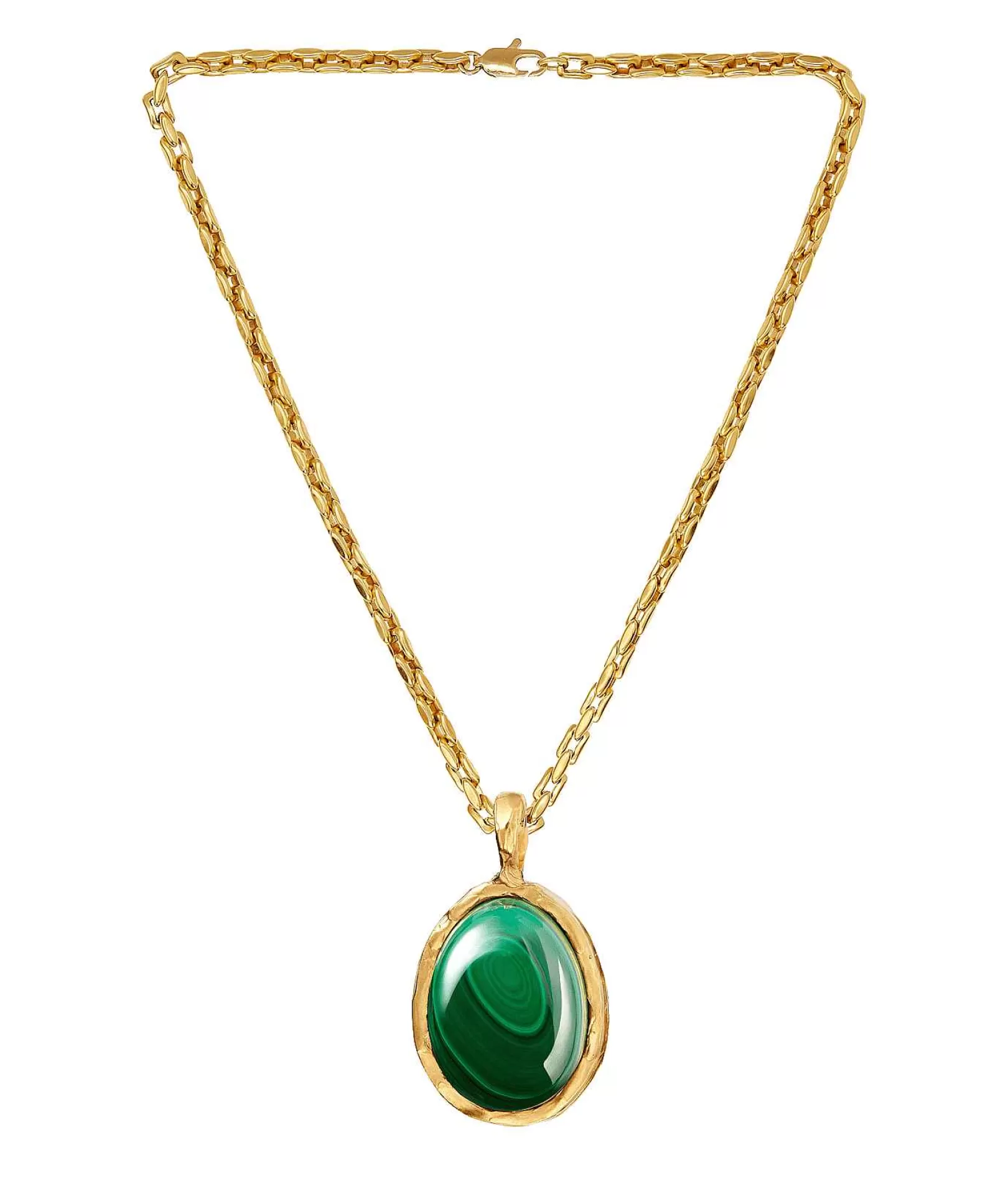 Alighieri Collane | Il Girocollo In Malachite Sablier Of The Mountain Placcato Oro 24Kt